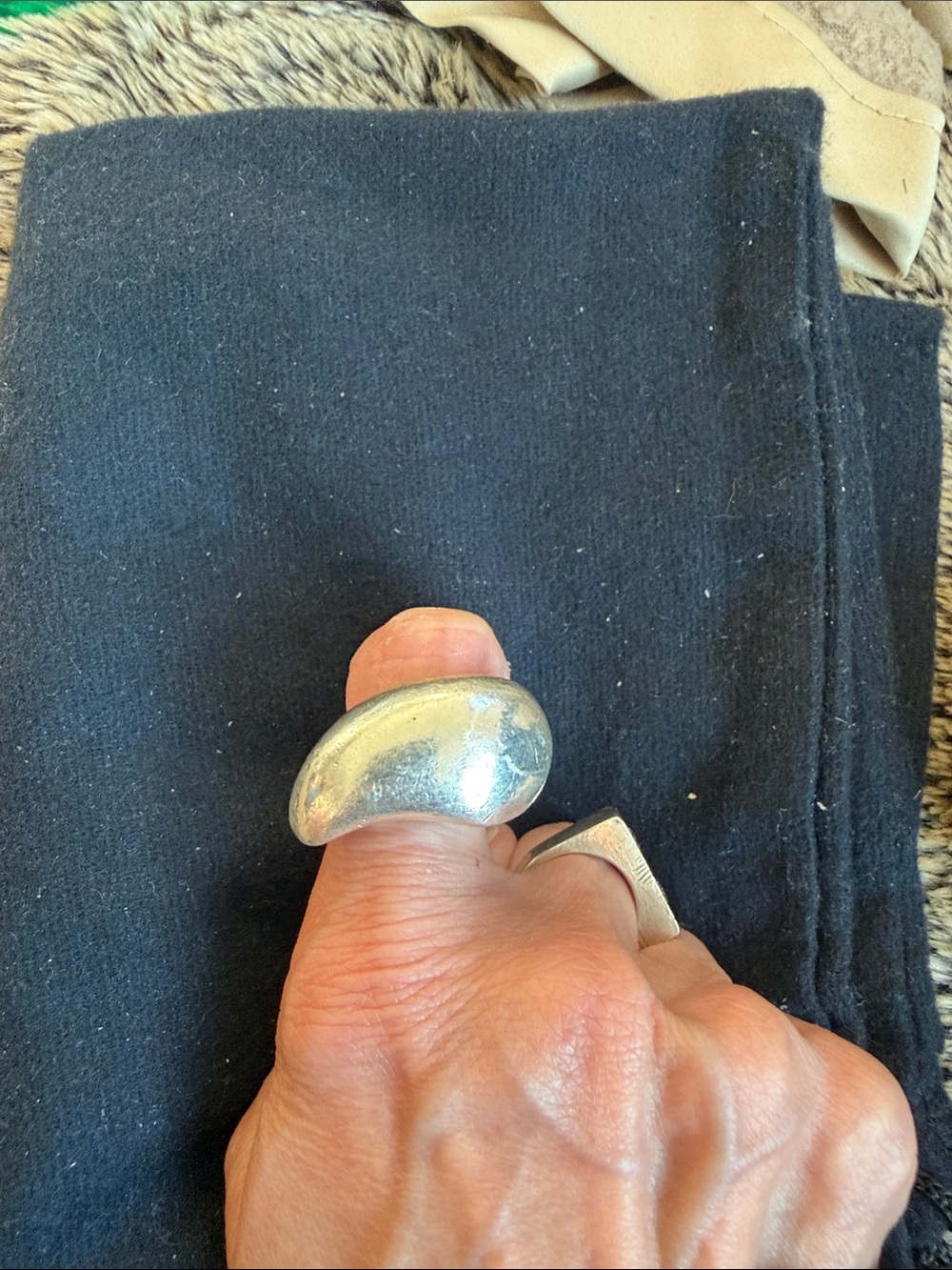 Huge, Chunky Vintage Silver Silver Biomorphic Ring 22g size 6